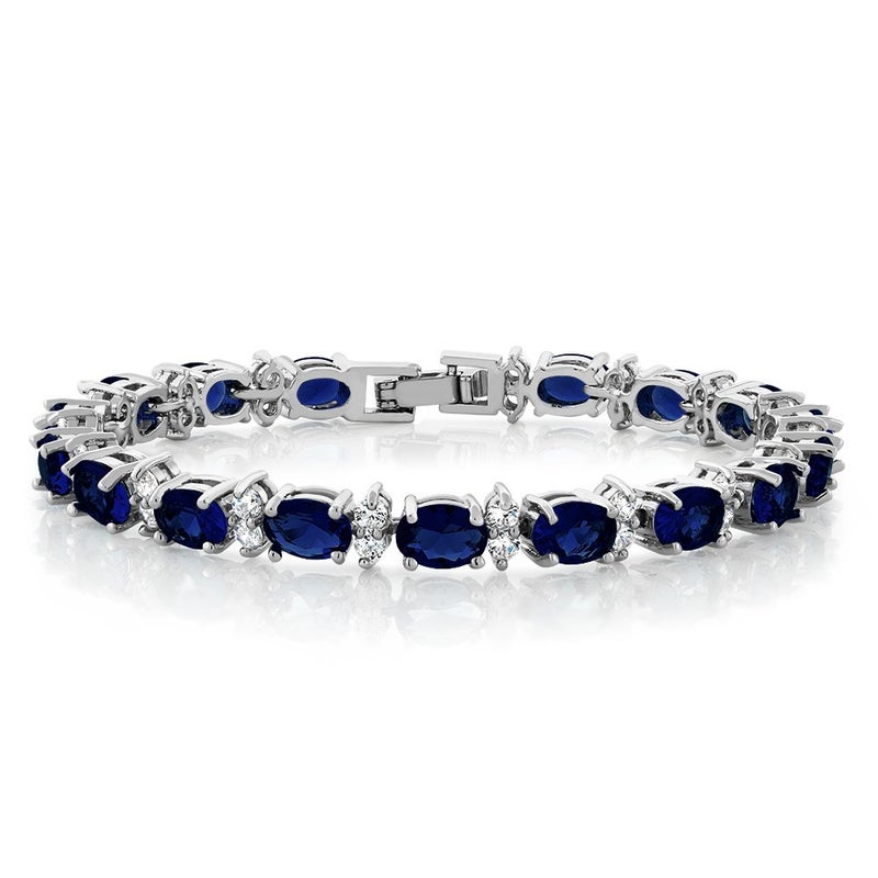 Gem Stone King 20.00 Ct Gorgeous Oval and Round 7 Inch Sparkling Cubic Zirconia CZ Tennis Bracelet For Women - Image 1